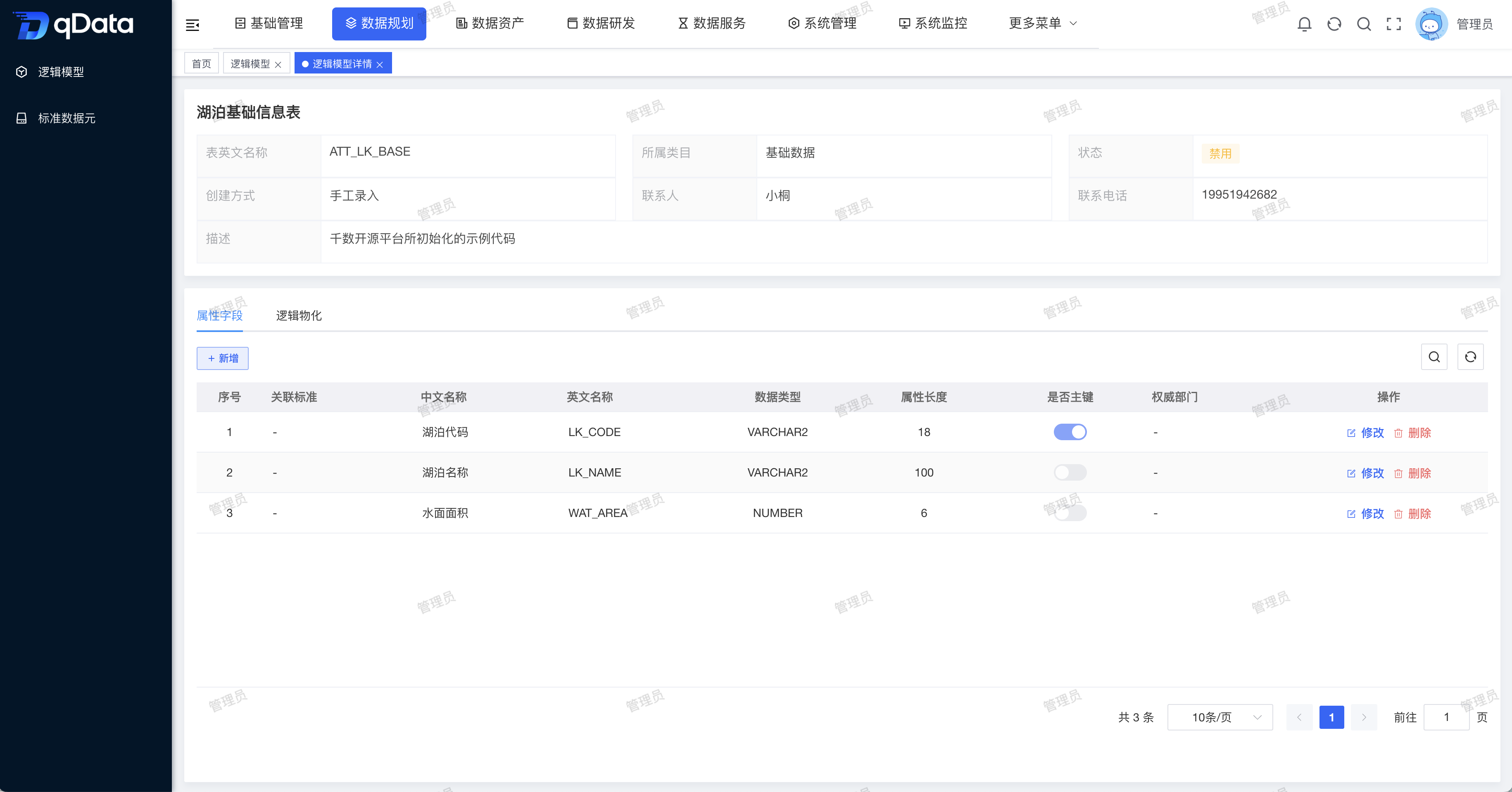 逻辑模型详情